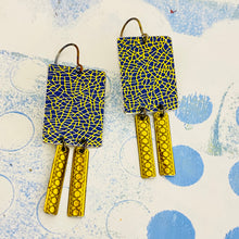 Load image into Gallery viewer, Golden Crackle Pattern Windows Upcycled Tin Earrings