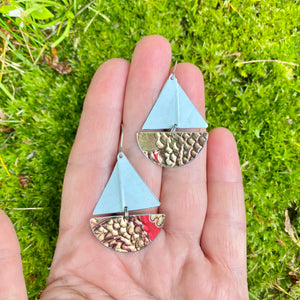 Dragon Scales Upcycled Tin Sailboat Earrings