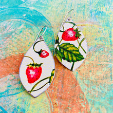 Load image into Gallery viewer, Summer Strawberries Upcycled Pod Tin Earrings