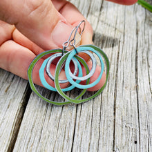 Load image into Gallery viewer, Seaside Layered Circles Upcycled Tin Earrings