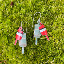 Load image into Gallery viewer, Dusty Aqua &amp; Red Lobster Buoys Earrings