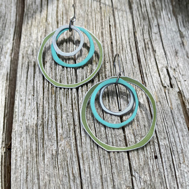 Seaside Layered Circles Upcycled Tin Earrings