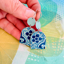 Load image into Gallery viewer, Blues Wide Arch Upcycled Tin Earrings