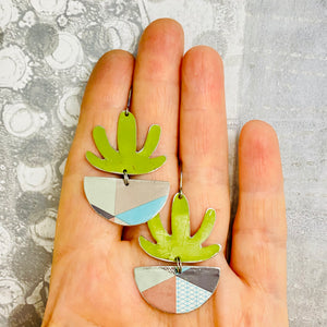 Mod Succulents in Colorblock Pots Upcycled Tin Earrings