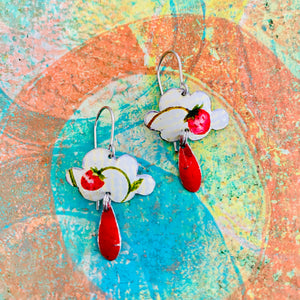 Little Strawberry Clouds Upcycled Tin Earrings