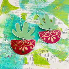 Load image into Gallery viewer, Mod Succulents Cherry Pots Upcycled Tin Earrings