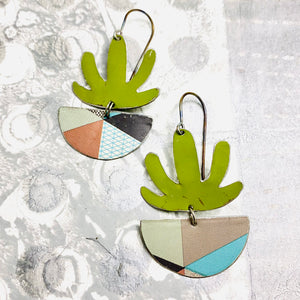 Mod Succulents in Colorblock Pots Upcycled Tin Earrings