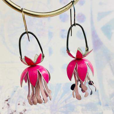 Fuchsia Upcycled Tin Earrings