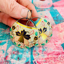 Load image into Gallery viewer, Vintage Triflora Circles Upcycled Tin Earrings
