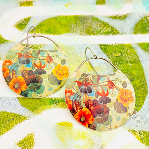 Flower Field I Circles Upcycled Tin Earrings