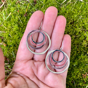 Earthy and Cream Layered Circles Upcycled Tin Earrings