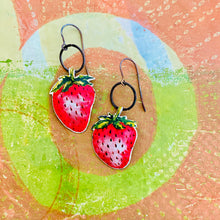 Load image into Gallery viewer, Ripe Strawberries Upcycled Tin Earrings