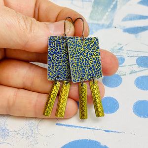 Golden Crackle Pattern Windows Upcycled Tin Earrings