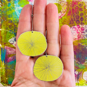 RESERVED Yellow Cosmos Upcycled Tin Earrings