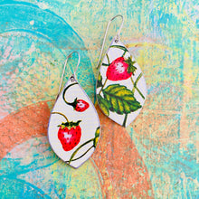 Load image into Gallery viewer, Summer Strawberries Upcycled Pod Tin Earrings