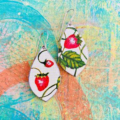 Summer Strawberries Upcycled Pod Tin Earrings