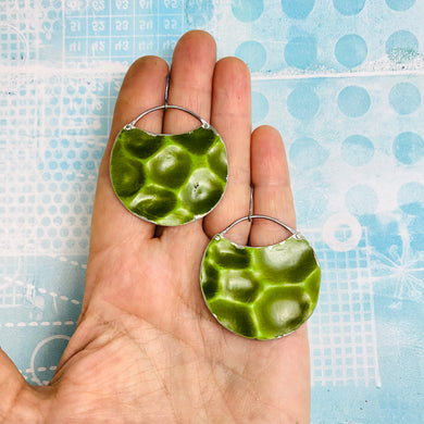 Turtle Shell Upcycled Tin Circle Earrings