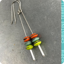 Load image into Gallery viewer, Persimmon, Aqua &amp; Chartreuse Tiny Macarons Tin Earrings