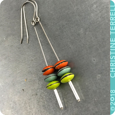 Persimmon, Aqua & Chartreuse Tiny Macarons Tin Earrings
