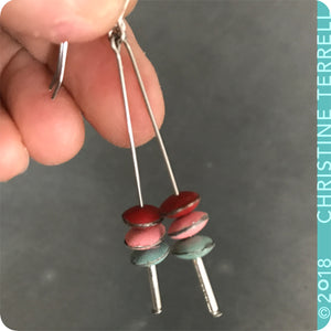 Scarlet, Pink & Aqua Tiny Macarons Tin Earrings