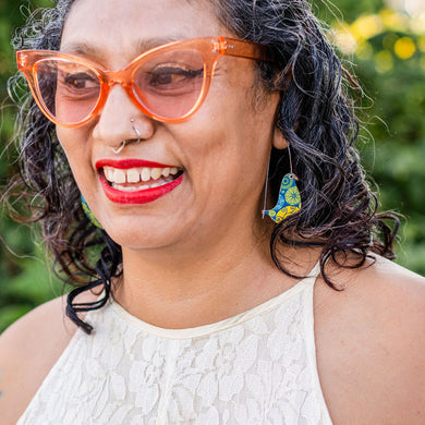 Fancy Circle Pattern Birds on a Wire Upcycled Tin Earrings