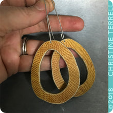Load image into Gallery viewer,  Yellow Ochre Organic Ovals Book Cover Earrings by Christine Terrell for Ex Libris Jewelry
