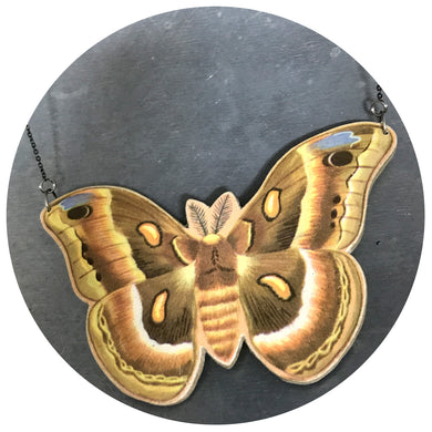 Luna Moth Upcycled Book Cover Necklace