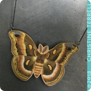 Luna Moth Upcycled Book Cover Necklace