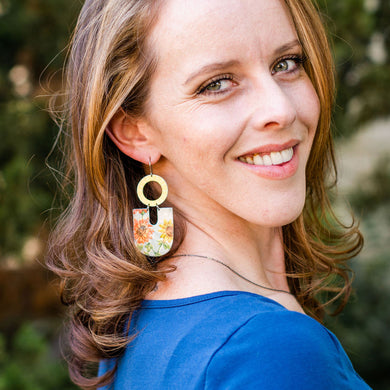 Gerber Daisies Chunky Horseshoes Zero Waste Tin Earrings