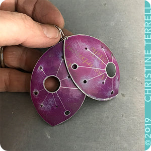 Purple Star Map Upcycled Tin Earrings