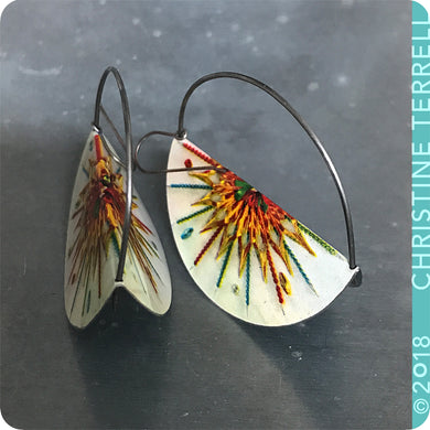 Festive Holiday Half Moon Saddle Zero Waste Tin Earrings