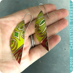 Bright Yellow Leaf Upcycled Tin Earrings