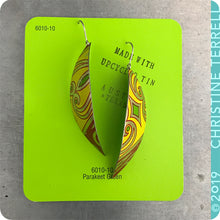 Load image into Gallery viewer, Bright Yellow Leaf Upcycled Tin Earrings