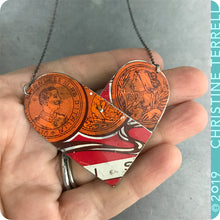 Load image into Gallery viewer, Upcyled Tin Heart Pendant by Christine Terrell for adaptive reuse jewelry