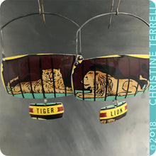 Load image into Gallery viewer, Lion &amp; Tiger Upcycled Tin Large Earrings
