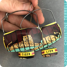 Load image into Gallery viewer, Lion &amp; Tiger Upcycled Tin Large Earrings