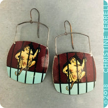 Load image into Gallery viewer, Monkey Animal Cracker Upcycled Tin Earrings