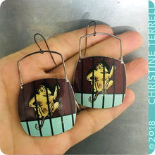 Load image into Gallery viewer, Monkey Animal Cracker Upcycled Tin Earrings