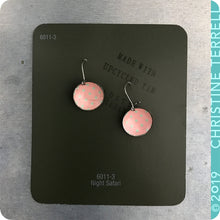 Load image into Gallery viewer, Pink with Gray Polka Dots Tiny Dot Upcycled Tin Earrings