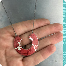 Load image into Gallery viewer, Red Cherry Blossoms Arc Tin Recycled Necklace