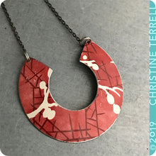 Load image into Gallery viewer, Red Cherry Blossoms Arc Tin Recycled Necklace