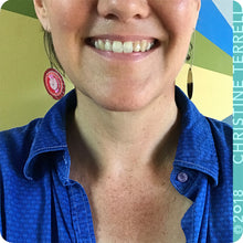 Load image into Gallery viewer, Red Layered Circles Upcycled Tin Earrings