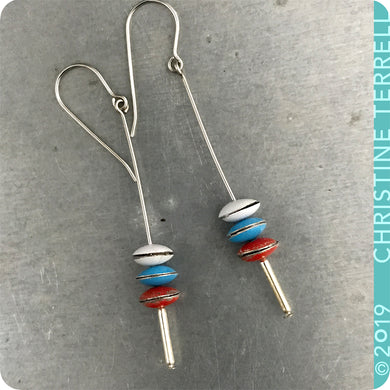 Scarlet, Sky & Snow Tiny Macarons Tin Earrings