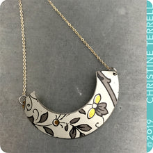 Load image into Gallery viewer, Gray &amp; Gold on White Wide Arc Tin Recycled Necklace
