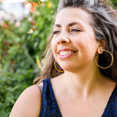 Spiraled Tin Big Pale Orange Hoop Earrings