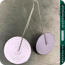 Load image into Gallery viewer, Modern White Etched Concentric Circle Small Upcycled Tin Earrings