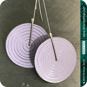 Modern White Etched Concentric Circle Small Upcycled Tin Earrings