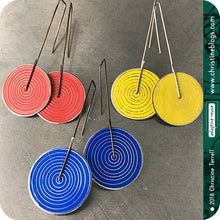 Load image into Gallery viewer, Modern White Etched Concentric Circle Small Upcycled Tin Earrings