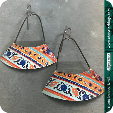 Boho Upcycled Tin Earrings by Christine Terrell for adaptive reuse jewelry