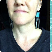 Load image into Gallery viewer, Rustic True Blue &amp; Midnight Horseshoe Tin Earrings